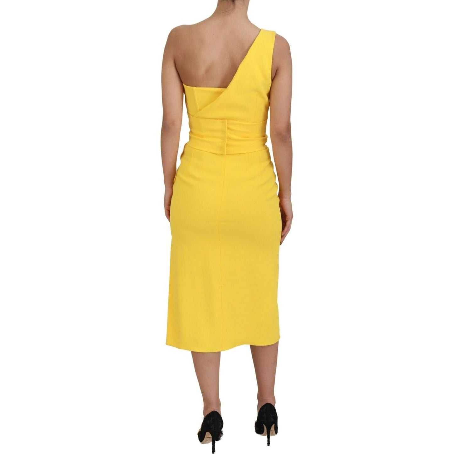 Dolce & GabbanaElegant Yellow One-Shoulder Midi DressMcRichard Designer Brands£1059.00