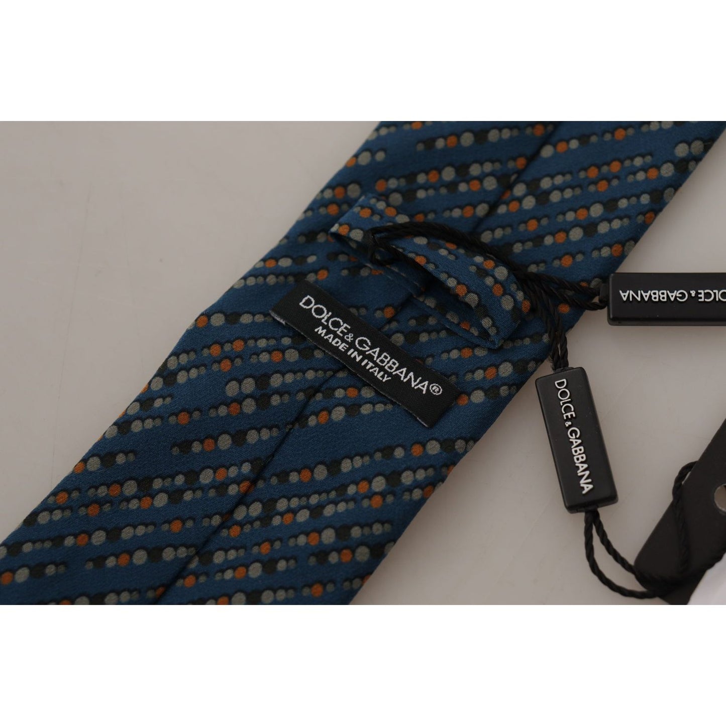 Dolce & Gabbana Elegant Silk Blue Bow Tie blue-circle-fantasy-print-silk-adjustable-accessory-tie-1