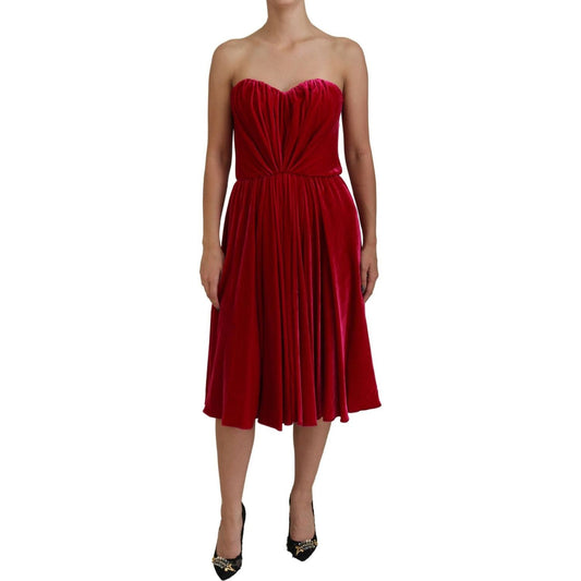 Dolce & GabbanaEnchanting Strapless Midi Dress in Dark PinkMcRichard Designer Brands£1179.00