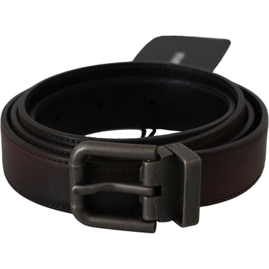 Dolce & Gabbana Elegant Leather Belt in Classic Brown Belt solid-brown-leather-gray-buckle-belt IMG_3508-e32d0b9f-427.jpg