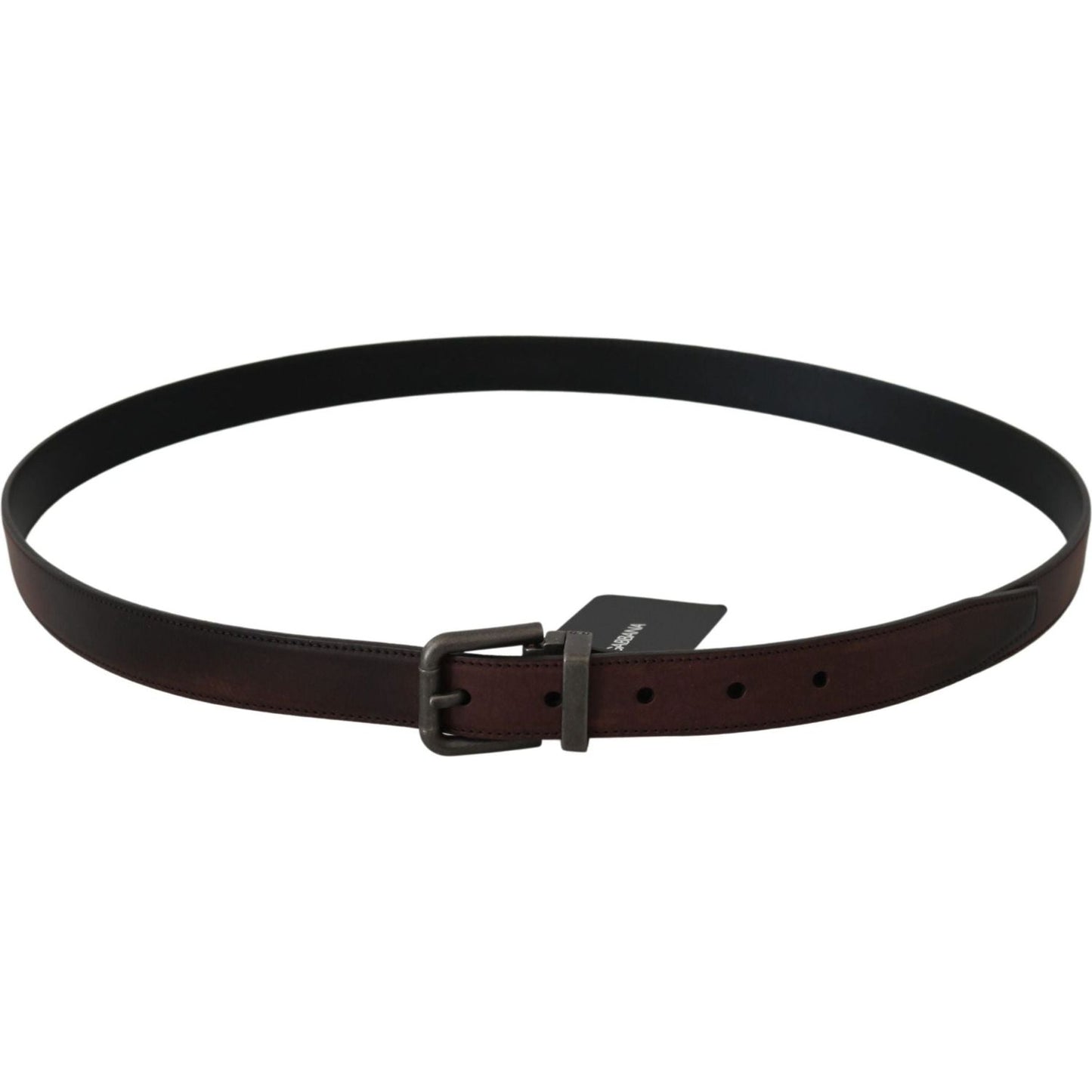 Dolce & Gabbana Elegant Leather Belt in Classic Brown Belt solid-brown-leather-gray-buckle-belt