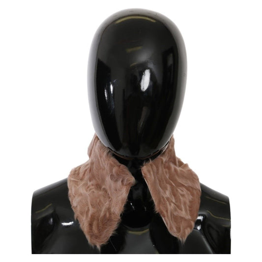 Dolce & Gabbana Elegant Beige Lambskin Scarf for Women Fur Wrap Scarves beige-fur-shoulder-collar-wrap-lambskin-scarf IMG_3520-a862af26-e65.jpg