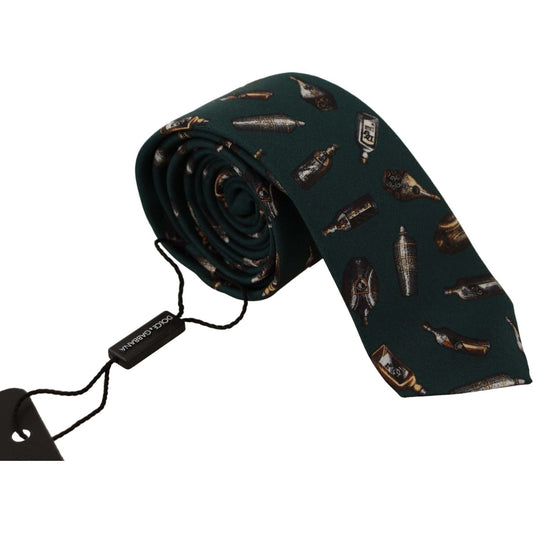 Dolce & Gabbana Elegant Silk Men's Designer Bow Tie black-bottle-fantasy-print-silk-adjustable-accessory-tie