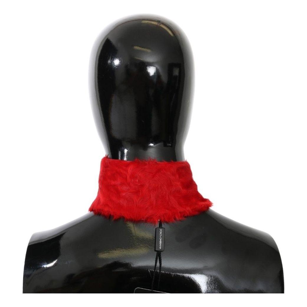 Dolce & Gabbana Elegant Red Lambskin Scarf red-fur-neck-collar-wrap-lambskin-scarf