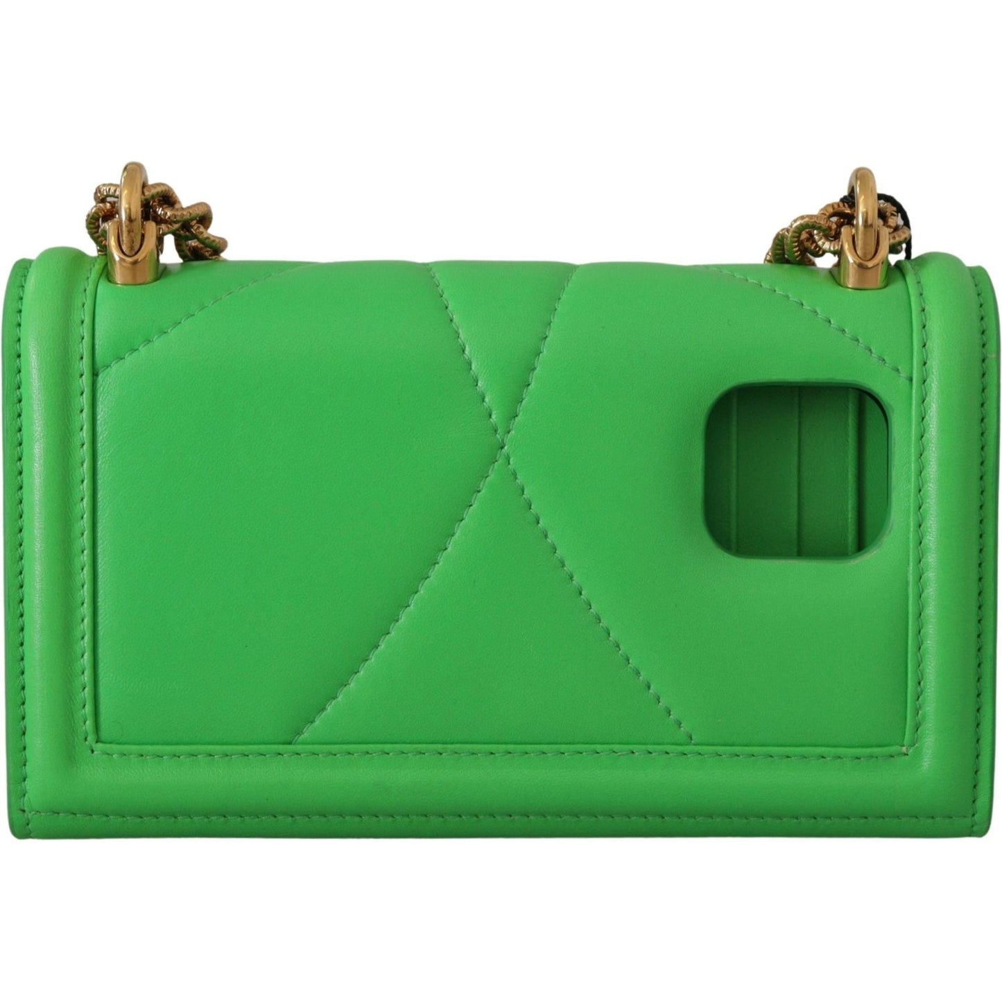 Dolce & Gabbana Elegant Leather iPhone Wallet Case with Chain green-leather-devotion-cardholder-iphone-11-pro-wallet