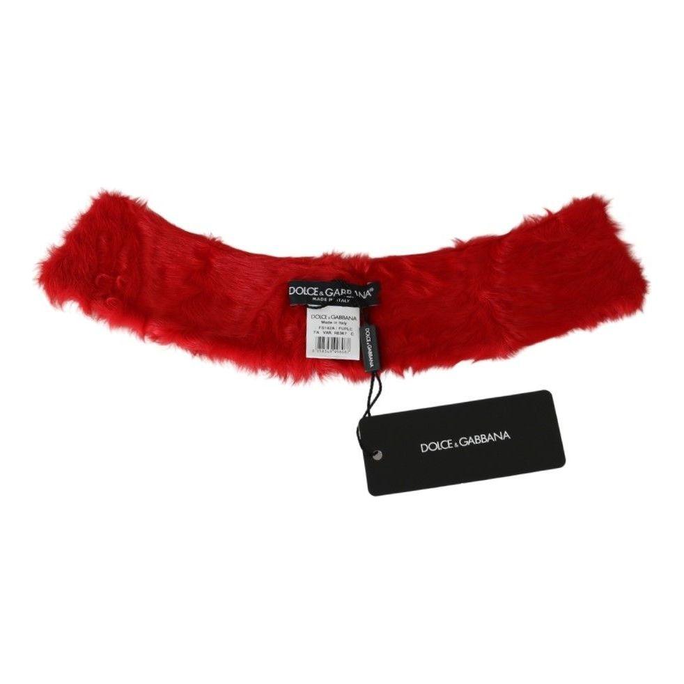 Dolce & Gabbana Elegant Red Lambskin Scarf red-fur-neck-collar-wrap-lambskin-scarf IMG_3538-2baac04c-b19.jpg