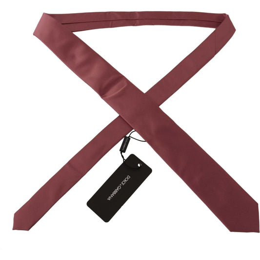 Dolce & Gabbana | Pink Solid Print Silk Adjustable Necktie Accessory Tie  | McRichard Designer Brands