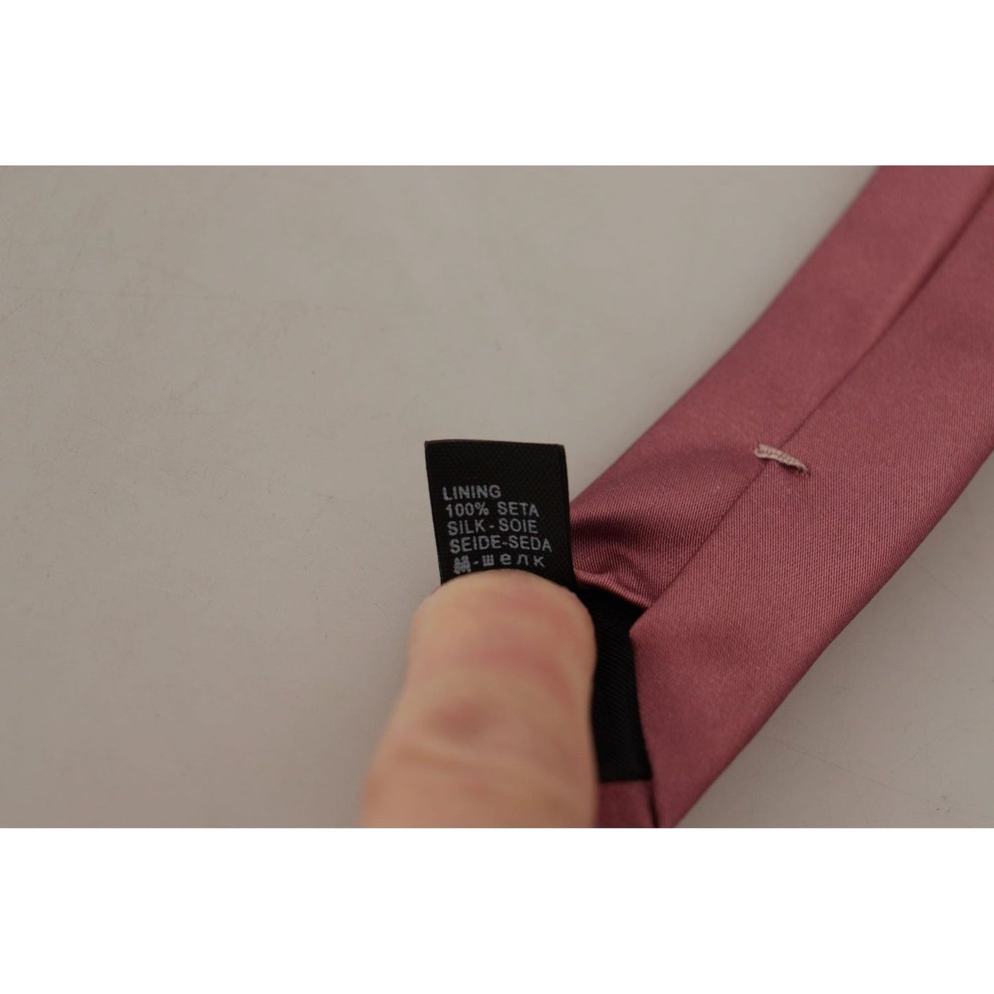 Dolce & Gabbana Elegant Pink Silk Bow Tie pink-solid-print-silk-adjustable-necktie-accessory-tie