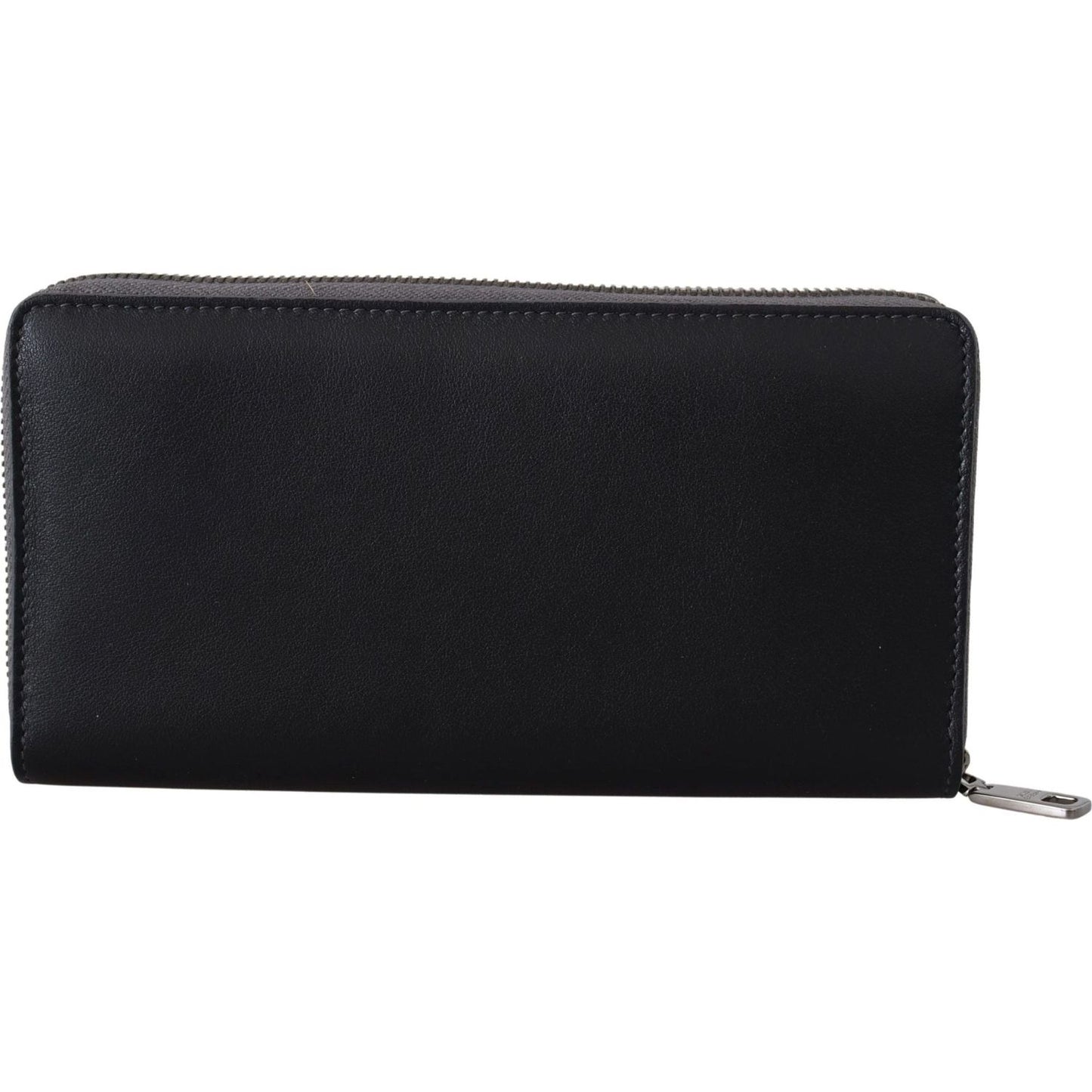 Dolce & Gabbana Elegant Textured Leather Zip-Around Wallet black-zip-around-continental-clutch-leather-wallet