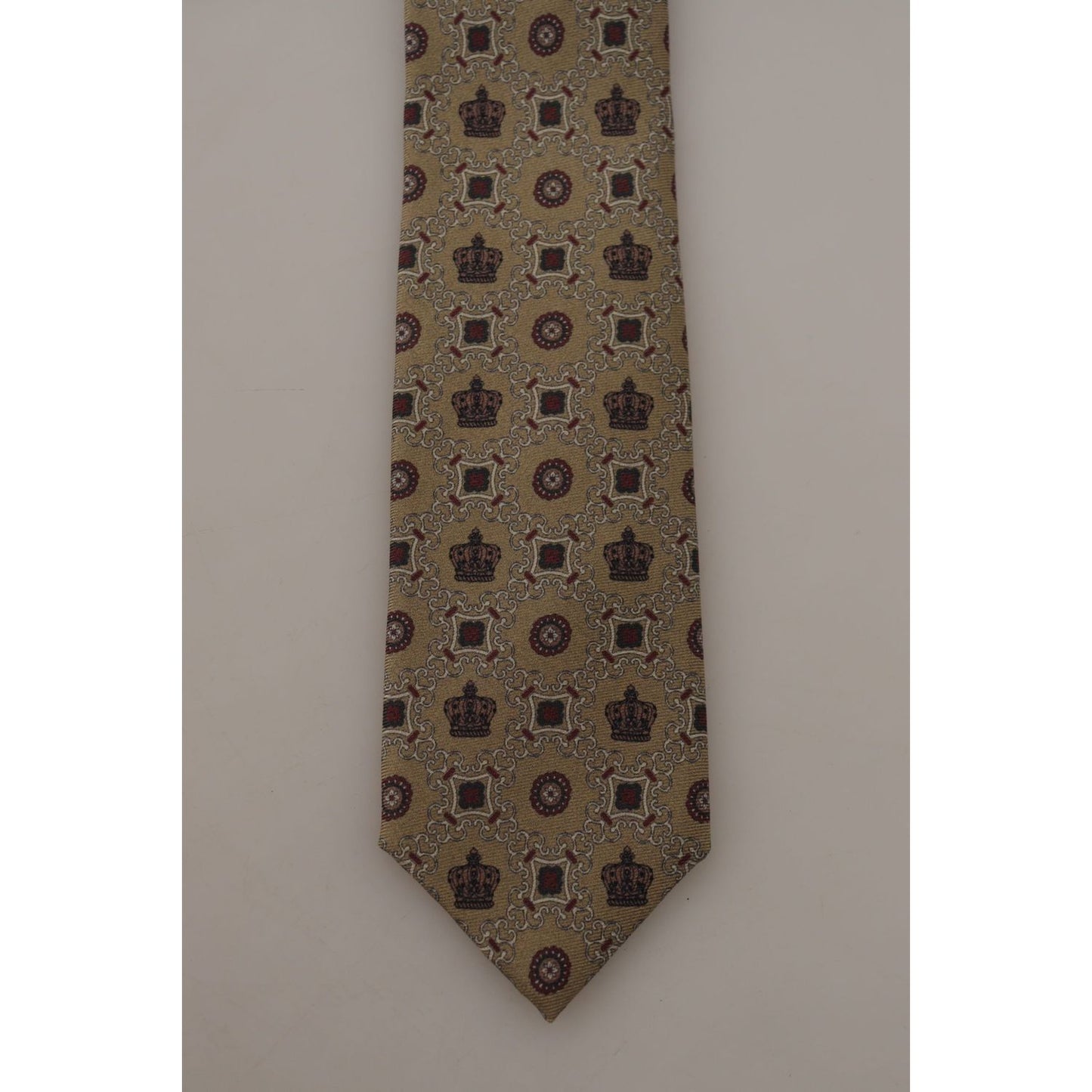 Dolce & Gabbana Elegant Silk Beige Necktie beige-fantasy-print-silk-adjustable-necktie-accessory-tie