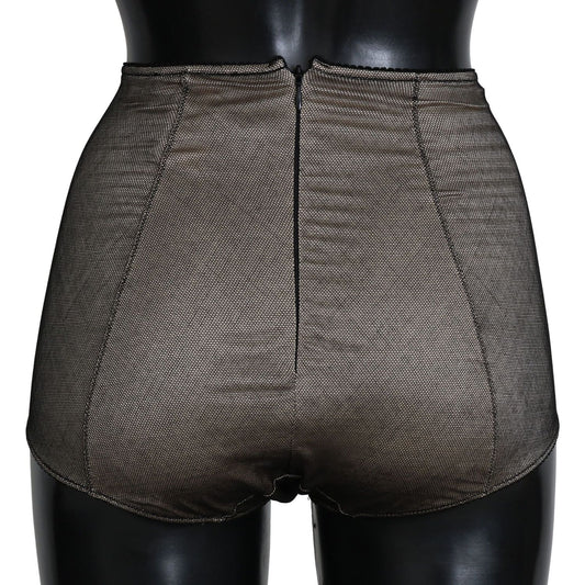 Dolce & Gabbana Beige Black Net Cotton Blend Chic Underwear bottoms-underwear-beige-with-black-net