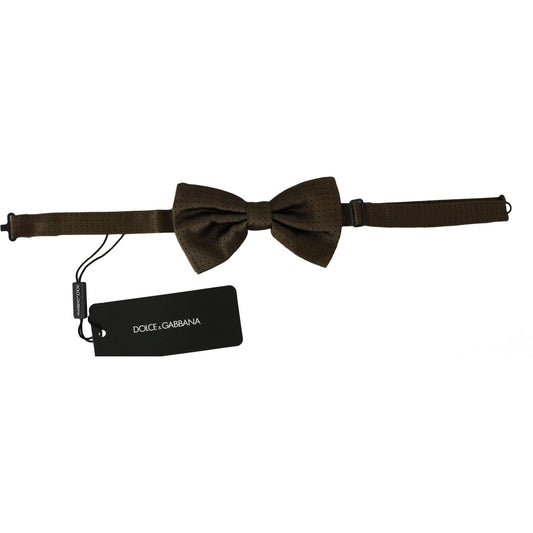 Dolce & Gabbana Elegant Brown Polka Dot Silk Bow Tie Bow Tie brown-polka-dots-silk-adjustable-neck-papillon-men-bow-tie