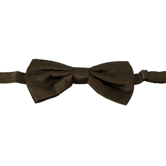Dolce & Gabbana Elegant Brown Polka Dot Silk Bow Tie Bow Tie brown-polka-dots-silk-adjustable-neck-papillon-men-bow-tie IMG_3653-scaled.jpg