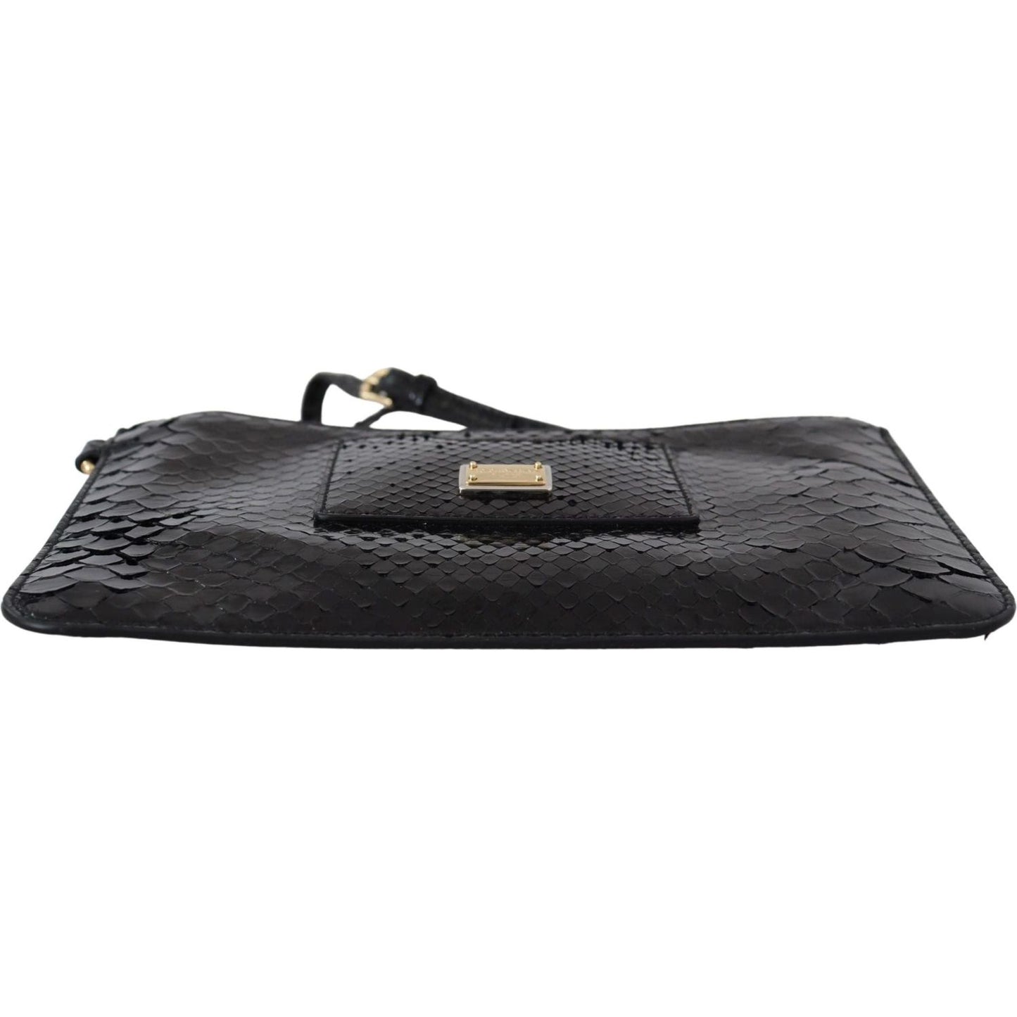 Dolce & Gabbana Exotic Leather Black Wristlet Wallet black-leather-coin-purse-wristlet-mirror-agnese-wallet-1