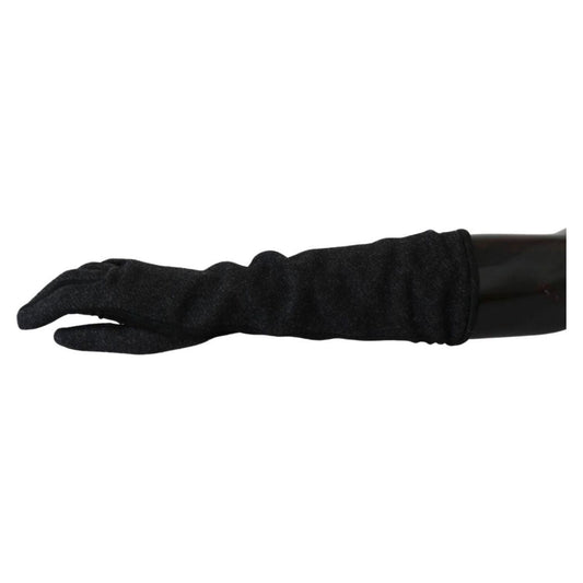 Dolce & Gabbana Elegant Mid-Length Wool Gloves in Black black-gray-mid-arm-length-mittens-wool-gloves