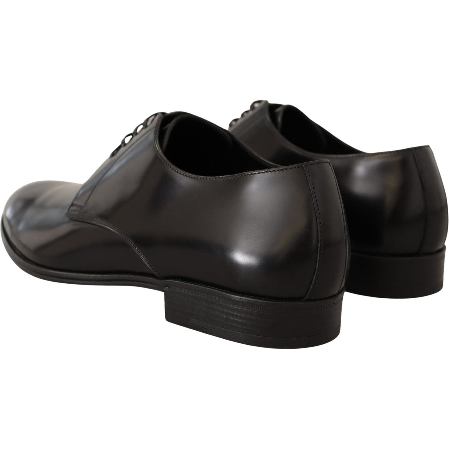 Dolce & Gabbana Elegant Black Leather Derby Shoes Dress Shoes black-leather-lace-up-men-dress-derby-shoes-2