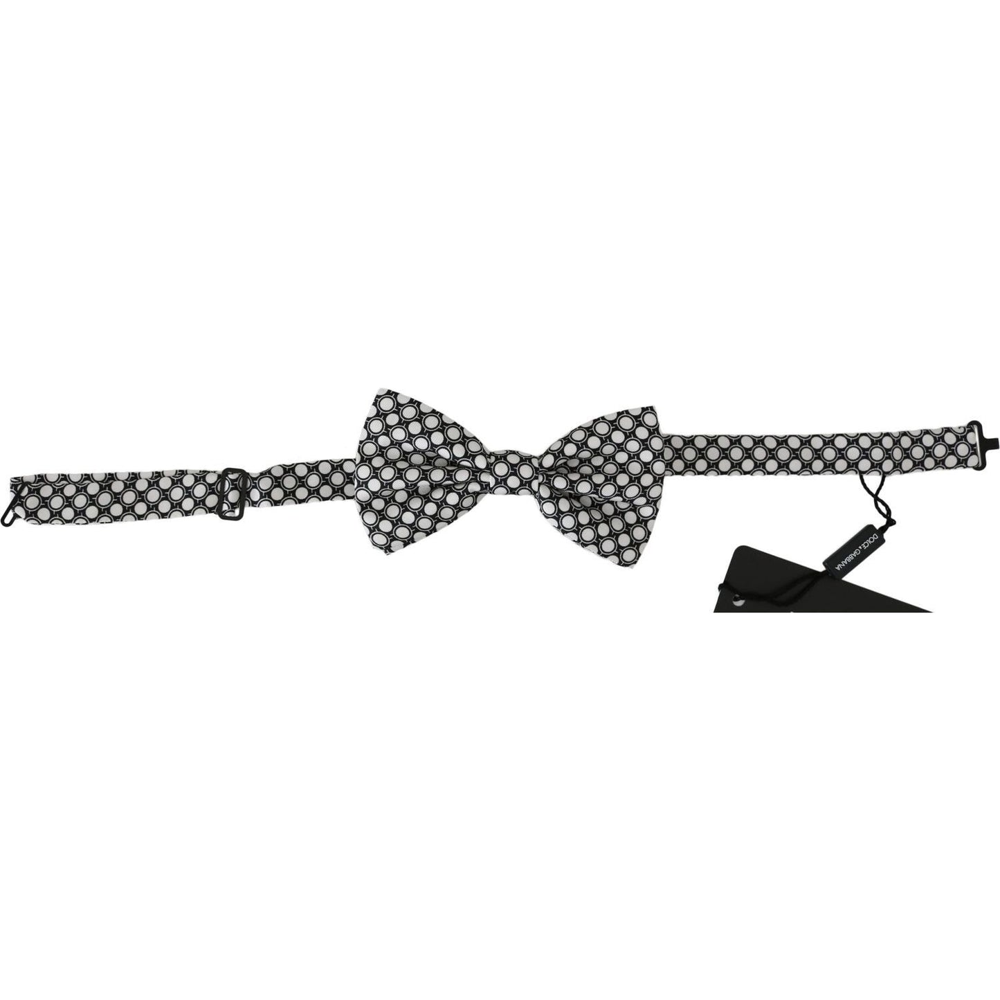 Dolce & Gabbana Elegant Black White Circle Silk Bow Tie Bow Tie men-black-white-circles-adjustable-neck-papillon-bow-tie IMG_3703-scaled-d56c44af-a9b.jpg