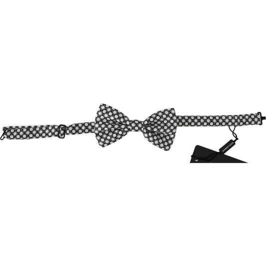 Dolce & Gabbana Elegant Black White Circle Silk Bow Tie Bow Tie men-black-white-circles-adjustable-neck-papillon-bow-tie