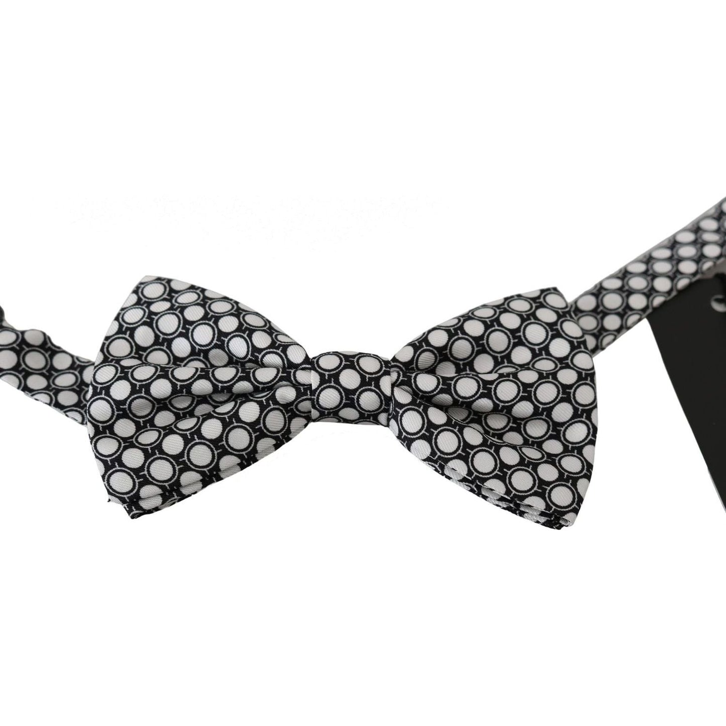 Dolce & Gabbana Elegant Black White Circle Silk Bow Tie Bow Tie men-black-white-circles-adjustable-neck-papillon-bow-tie IMG_3704-scaled-5236155c-da5.jpg