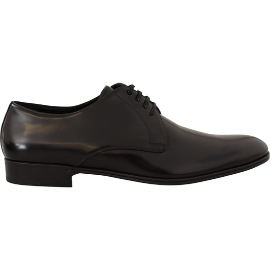Dolce & Gabbana Elegant Black Leather Derby Shoes Dress Shoes black-leather-lace-up-men-dress-derby-shoes-2 IMG_3704-scaled-5acbf34b-45a.jpg