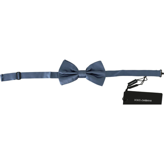 Dolce & Gabbana Elegant Blue Silk Bow Tie Bow Tie blue-100-silk-adjustable-neck-papillon-bow-tie-1