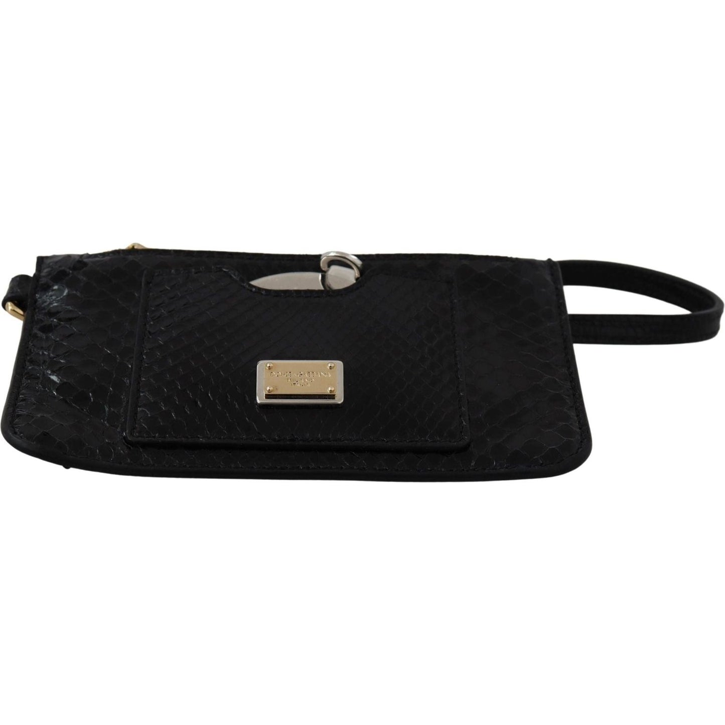 Dolce & Gabbana Elegant Python Pattern Leather Wristlet Wallet black-leather-coin-purse-wristlet-mirror-agnese-wallet