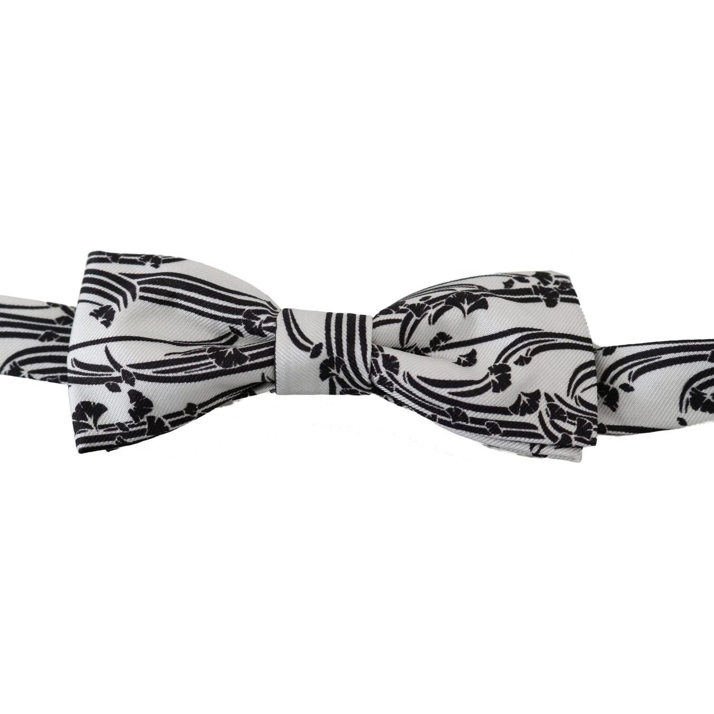 Dolce & Gabbana Elegant White Patterned Silk Bow Tie Bow Tie men-white-pattern-silk-adjustable-neck-papillon-bow-tie