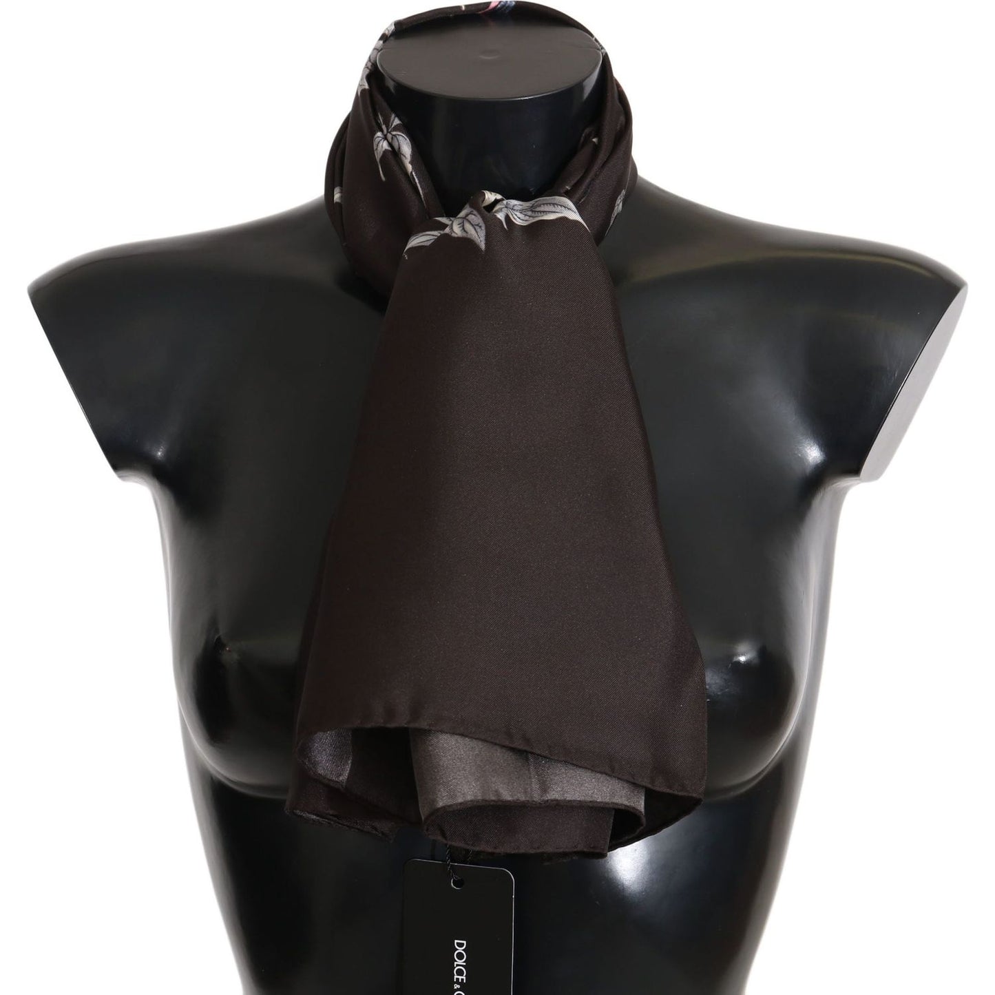Dolce & Gabbana Elegant Silk Scarf Wrap in Luxe Brown Silk Wrap Shawls brown-100-silk-bird-print-wrap-80cm-x-95cm-rrp-scarf IMG_3727-scaled-dc685e86-77c.jpg