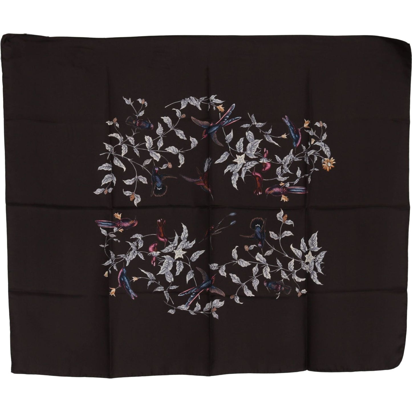 Dolce & Gabbana Elegant Silk Scarf Wrap in Luxe Brown Silk Wrap Shawls brown-100-silk-bird-print-wrap-80cm-x-95cm-rrp-scarf IMG_3730-scaled-372044dc-e94.jpg