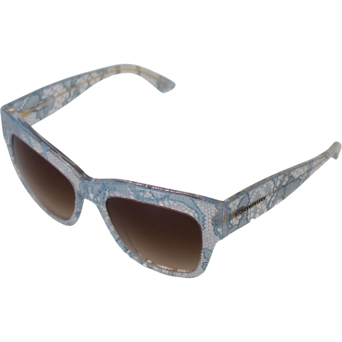 Dolce & Gabbana Elegant Lace-Trimmed Gradient Sunglasses blue-lace-acetate-rectangle-dg4231-shades-sunglasses