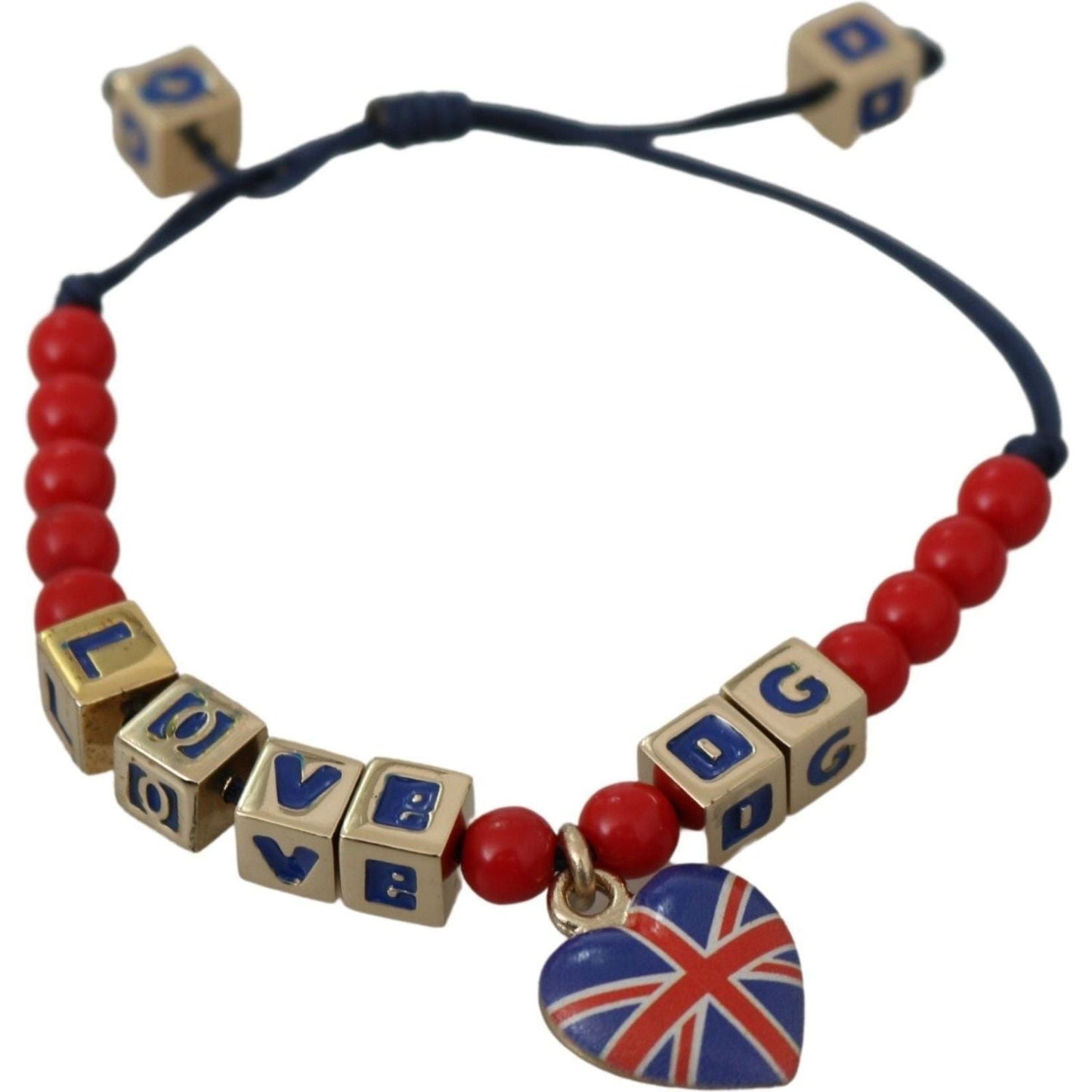 Dolce & Gabbana Elegant Blue Red Glass Cotton Blend Bracelet Bracelet red-blue-beaded-dg-loves-london-flag-branded-bracelet