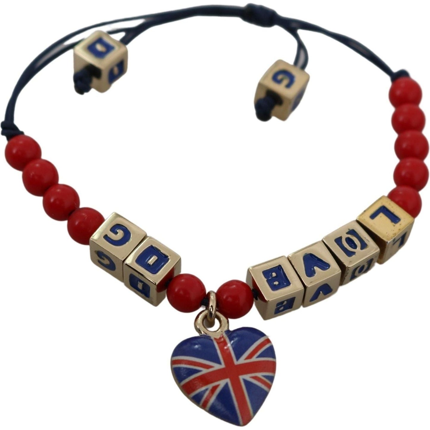 Dolce & Gabbana Elegant Blue Red Glass Cotton Blend Bracelet Bracelet red-blue-beaded-dg-loves-london-flag-branded-bracelet