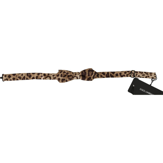 Dolce & Gabbana Exquisite Silk Leopard Print Bow Tie Bow Tie brown-leopard-silk-adjustable-neck-papillon-men-bow-tie