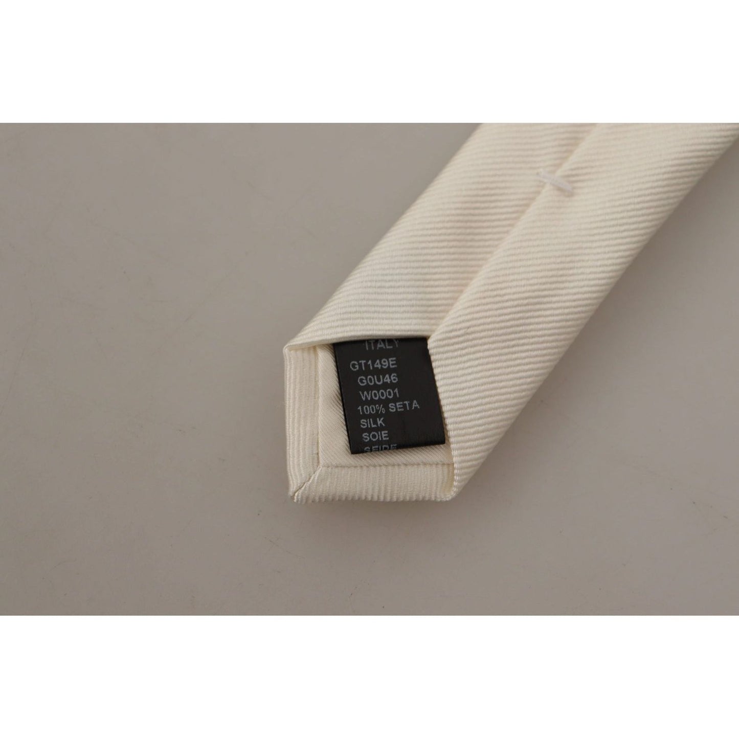 Dolce & Gabbana Elegant White Silk Men's Tie off-white-100-silk-slim-adjustable-accessory-necktie