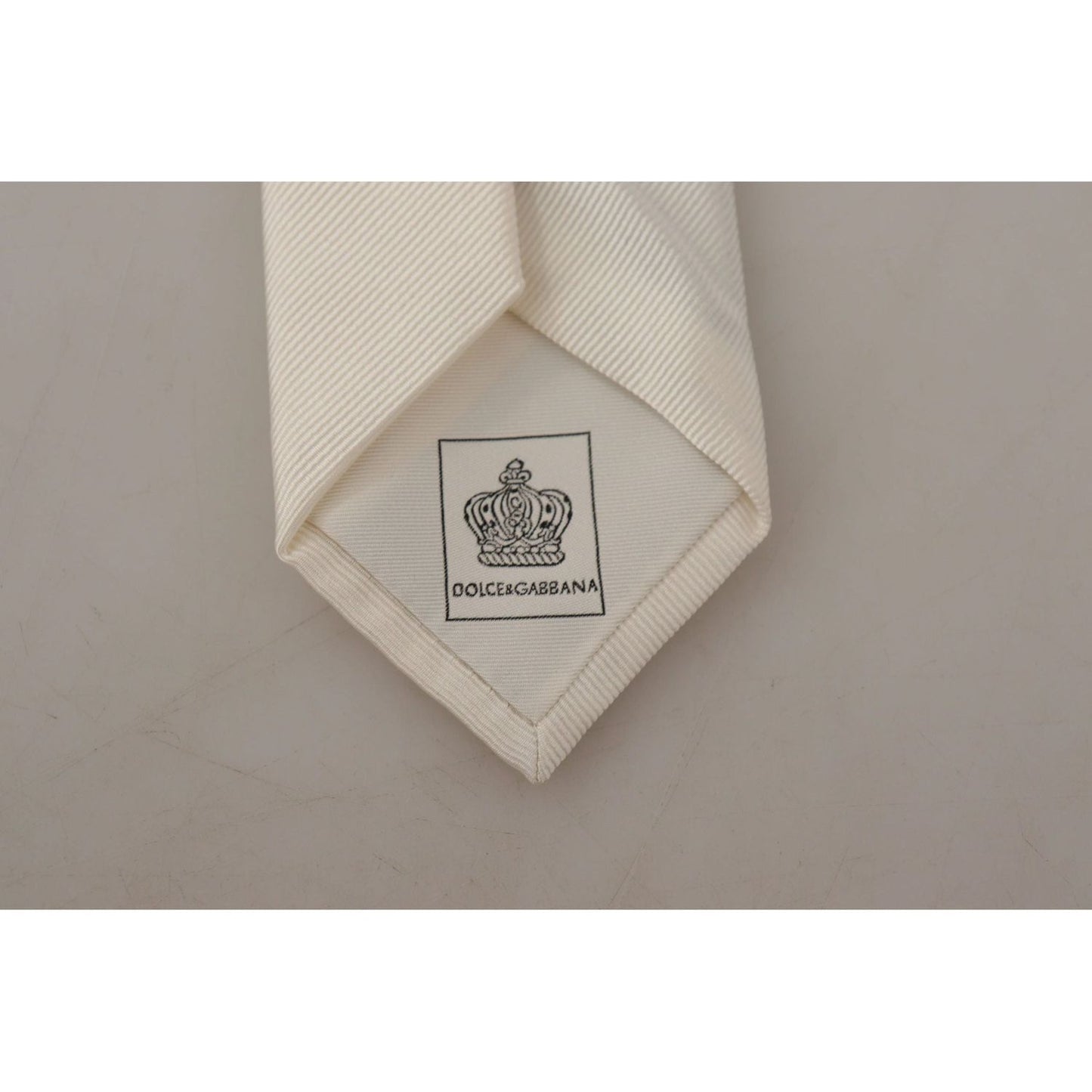 Dolce & Gabbana Elegant White Silk Men's Tie off-white-100-silk-slim-adjustable-accessory-necktie