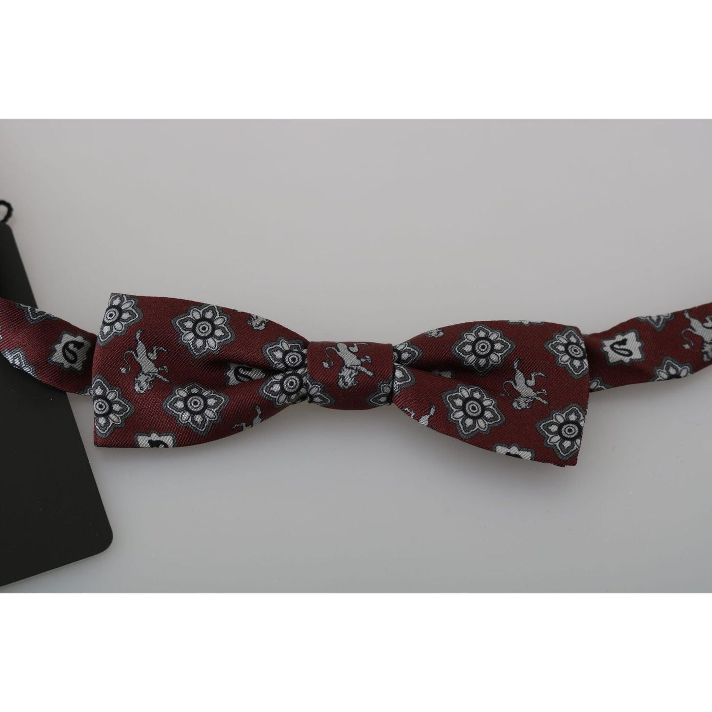Dolce & Gabbana Elegant Bordeaux Silk Bow Tie Bow Tie men-bordeaux-maroon-lion-silk-adjustable-neck-bow-tie