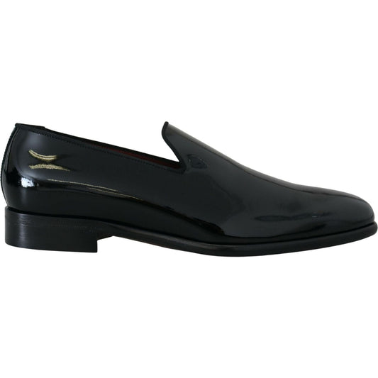 Dolce & Gabbana Sleek Black Patent Loafers black-patent-slipper-loafers-slipon-shoes