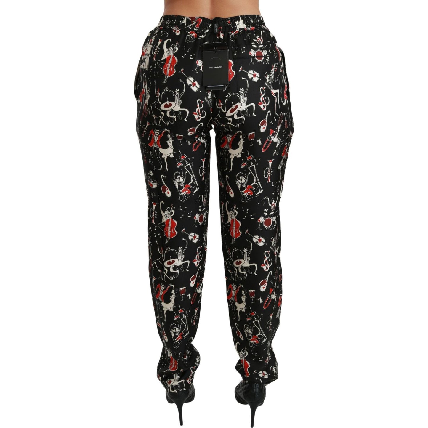 Dolce & Gabbana Sleek Silk Slim-Fit Mid-Waist Pants Jeans & Pants black-silk-instrument-mid-waist-pants