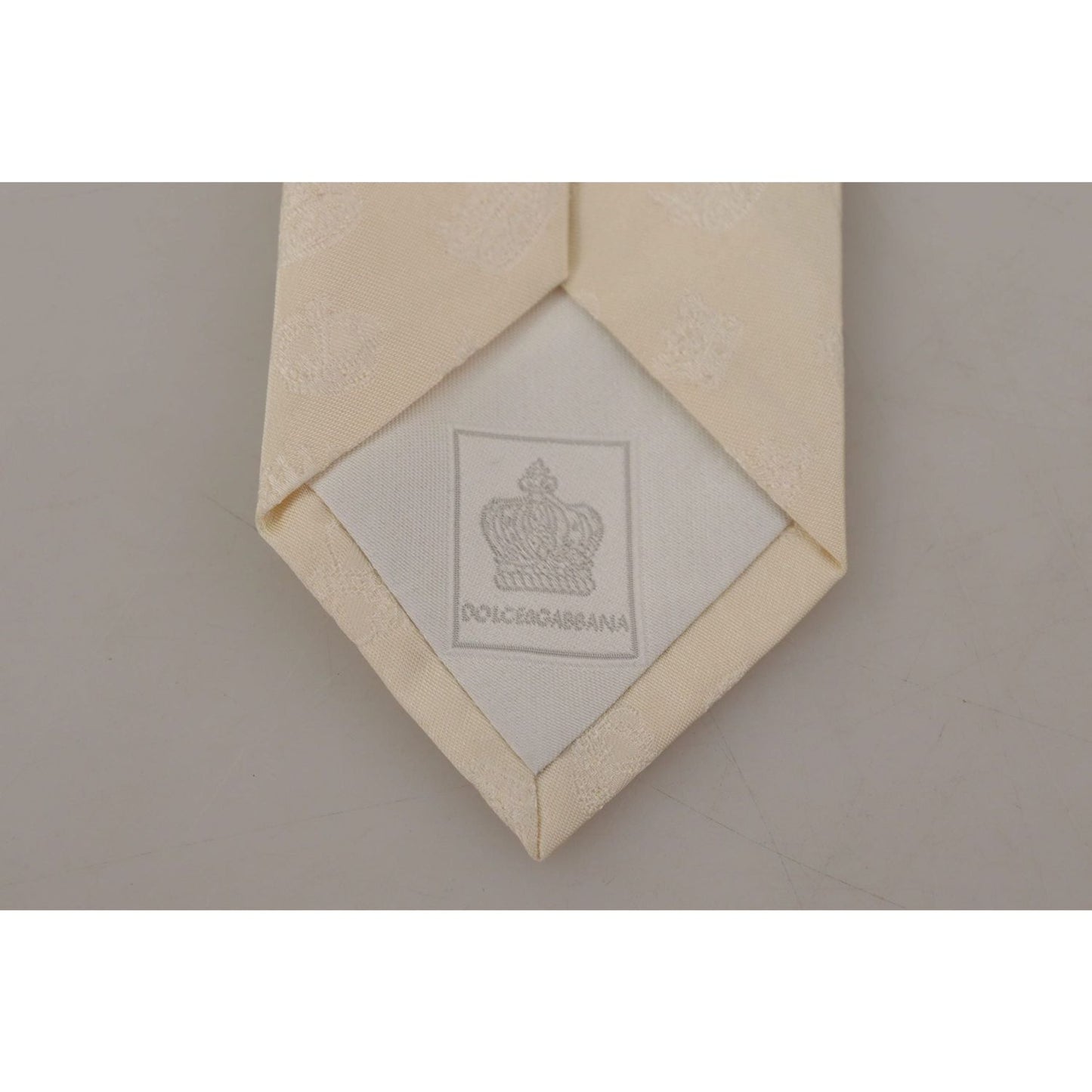 Dolce & Gabbana Elegant Off-White Silk Bow Tie white-crown-print-silk-adjustable-accessory-tie