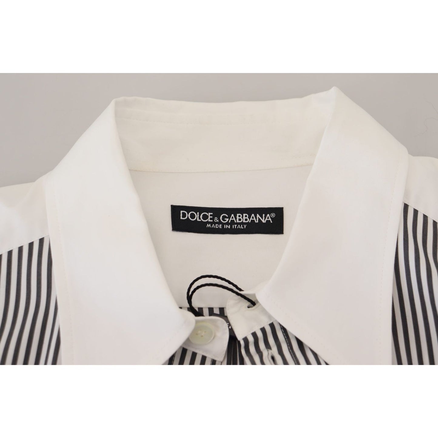 Dolce & Gabbana Classic Black and White Striped Button-Down Shirt black-white-striped-printed-casual-cotton-shirt