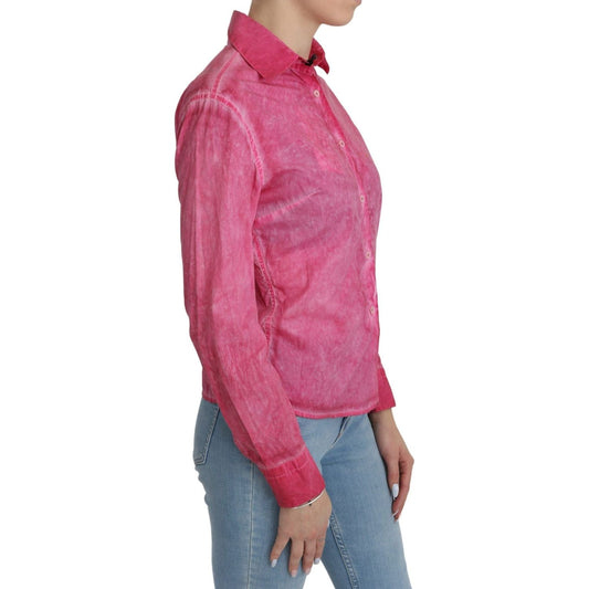 Ermanno Scervino Chic Pink Cotton Polo Blouse by Ermanno Scervino pink-collared-long-sleeve-shirt-blouse-top