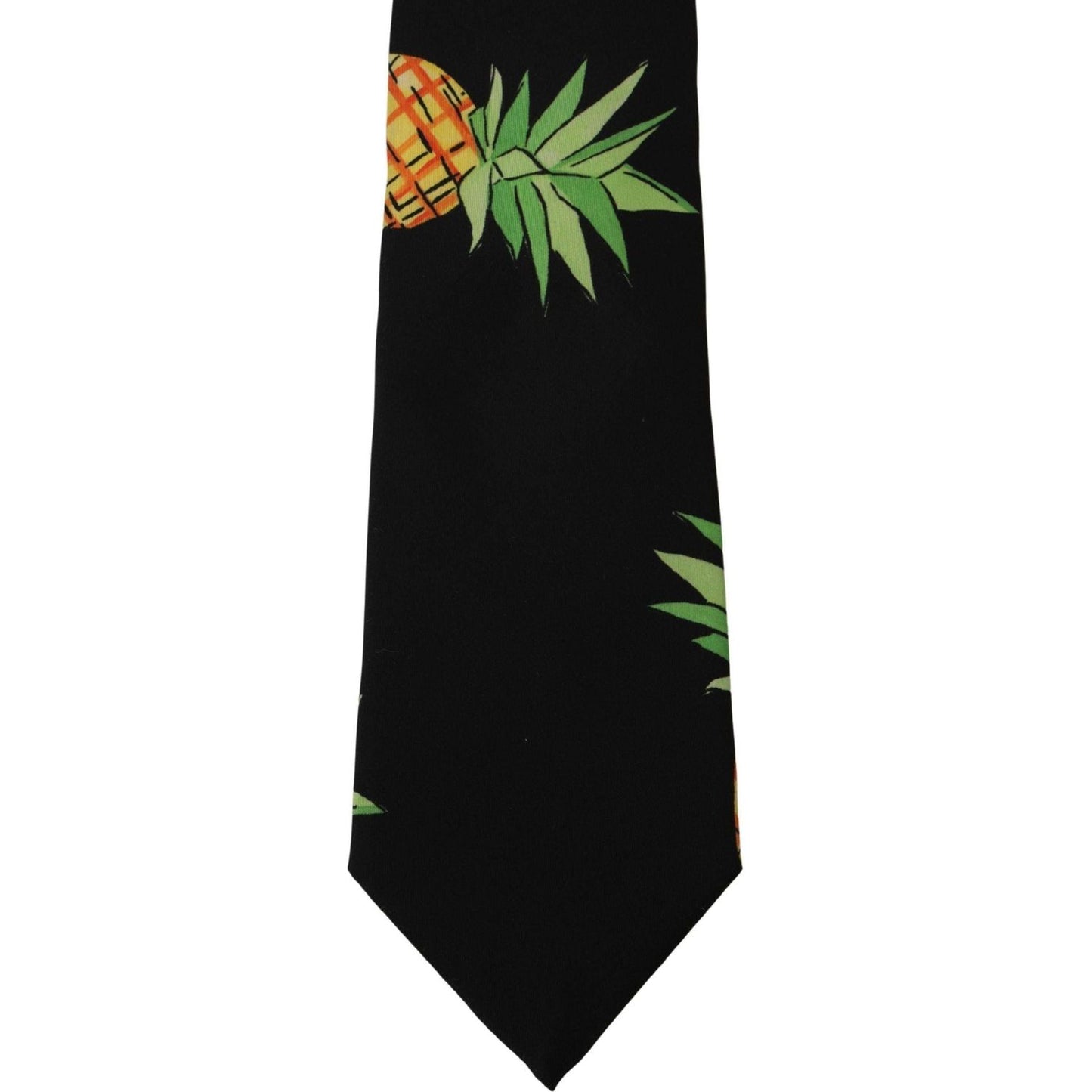 Dolce & Gabbana Elegant Black Silk Tie for Sophisticated Style black-pineapple-print-necktie-accessory-tie