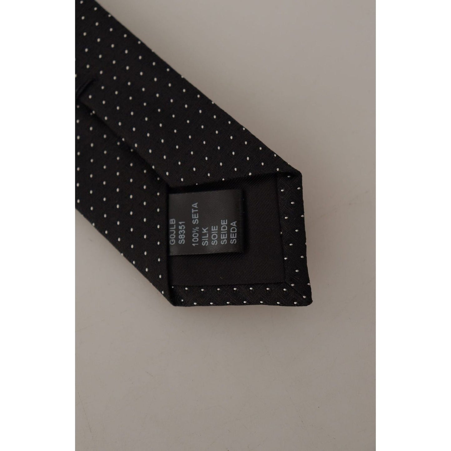 Dolce & Gabbana Elegant Polka Dot Silk Bow Tie black-white-polka-dots-silk-adjustable-tie