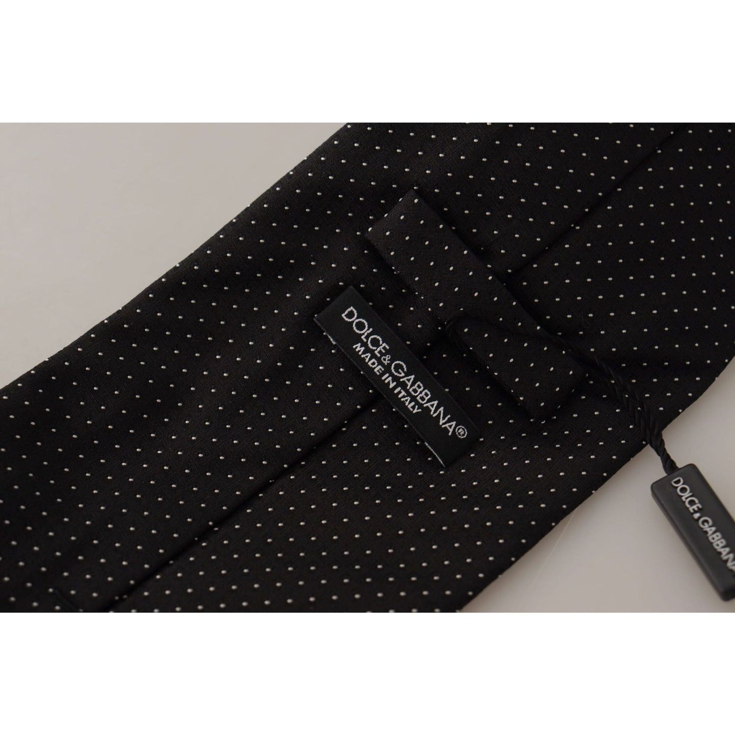 Dolce & Gabbana Elegant Polka Dot Silk Bow Tie black-white-polka-dots-silk-adjustable-tie