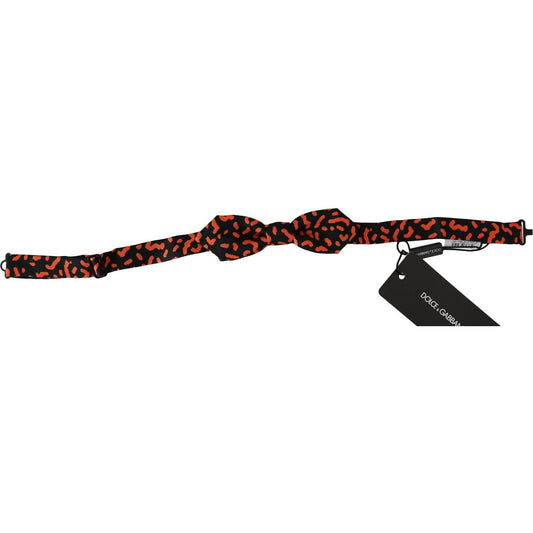 Dolce & Gabbana Elegant Silk Tied Bow Tie in Orange Black Bow Tie orange-black-pattern-adjustable-neck-papillon-men-bow-tie IMG_3954-scaled.jpg