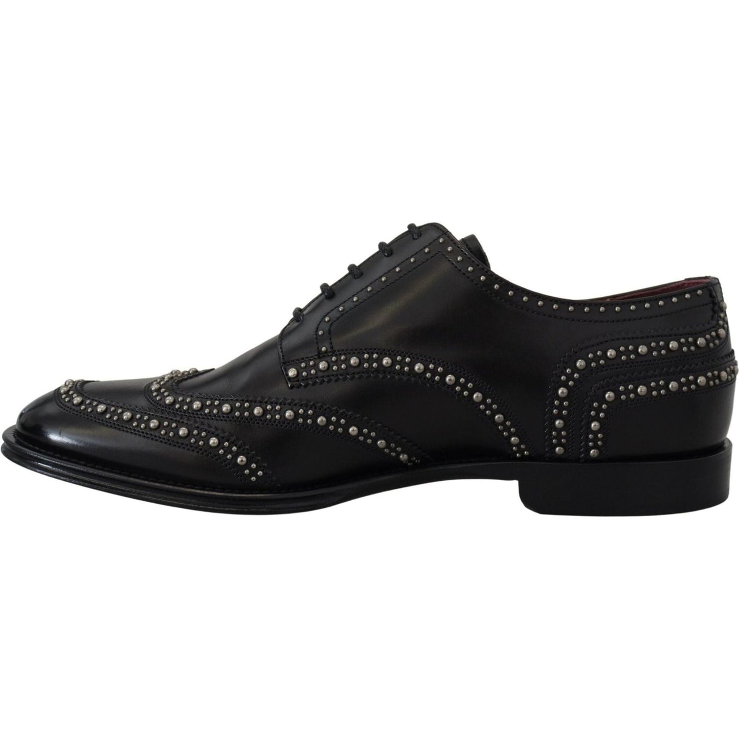 Dolce & Gabbana Elegant Studded Black Derby Shoes black-leather-derby-dress-studded-shoes