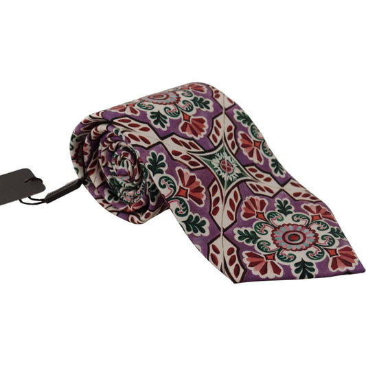 Dolce & Gabbana Elegant Multicolor Silk Tie multicolor-fantasy-pattern-necktie-accessory
