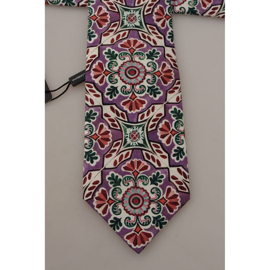 Dolce & Gabbana Elegant Multicolor Silk Tie multicolor-fantasy-pattern-necktie-accessory
