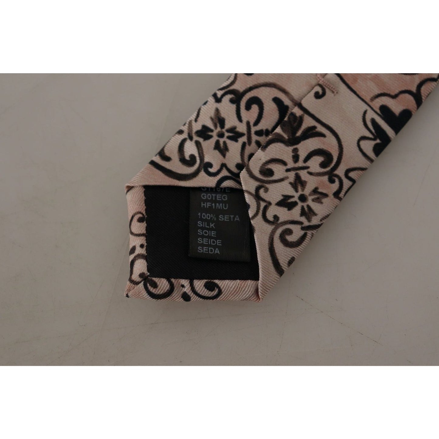 Dolce & Gabbana Stunning Silk Gentleman's Tie in Rich Brown beige-fantasy-pattern-necktie-accessory-black