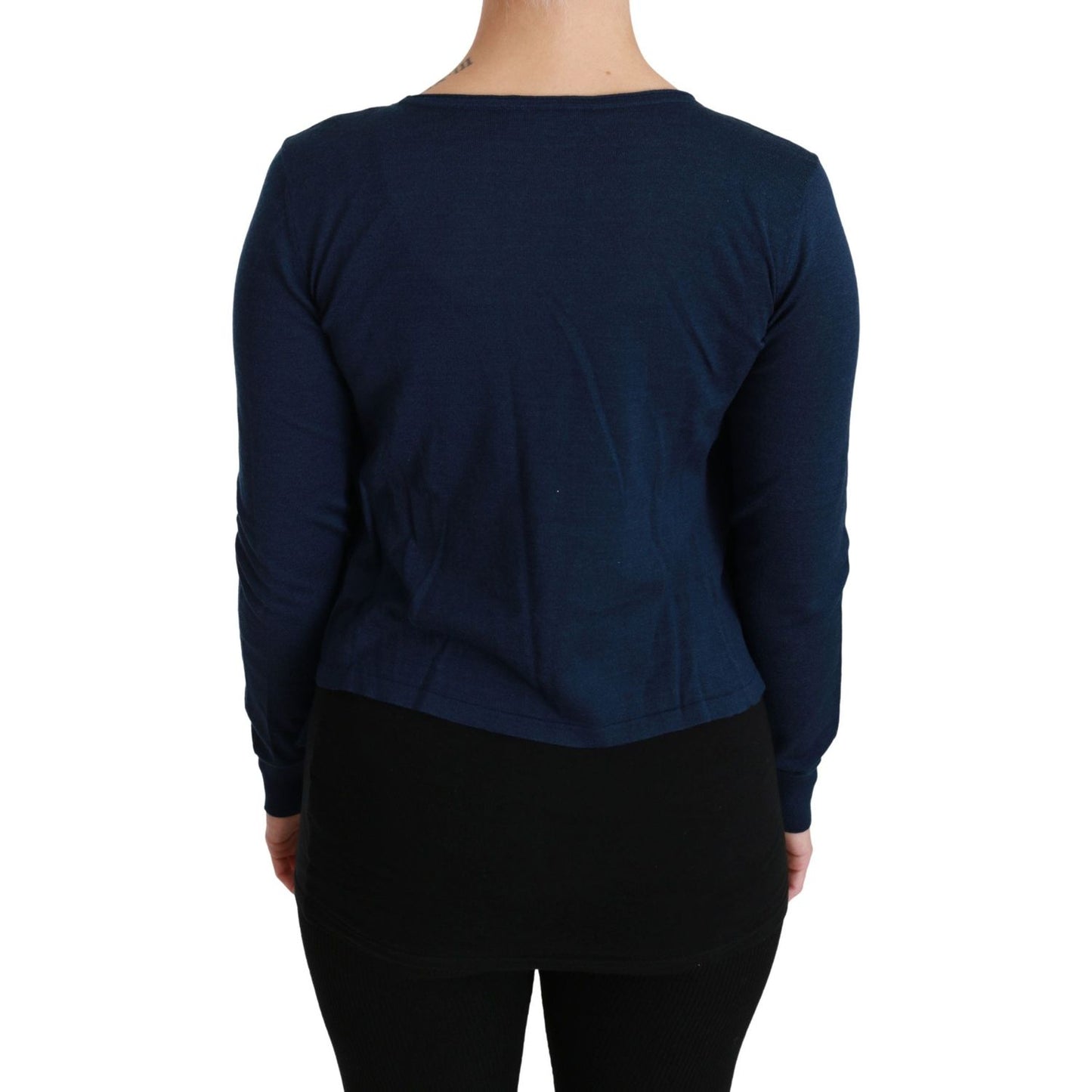 Dolce & Gabbana Elegant Blue Cashmere-Silk Cardigan blue-long-sleeve-cardigan-vest-cashmere-sweater